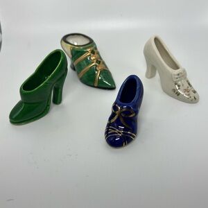 Set of 4 vintage miniature porcelain shoe figurines